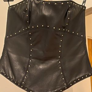 Escada Woman’s Studded Black Leather Bustier Top
